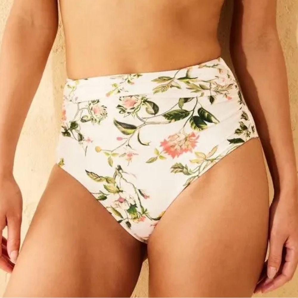 Shade & Shore Floral High Waist Bikini Bottom XS NWT Cottagecore Swim